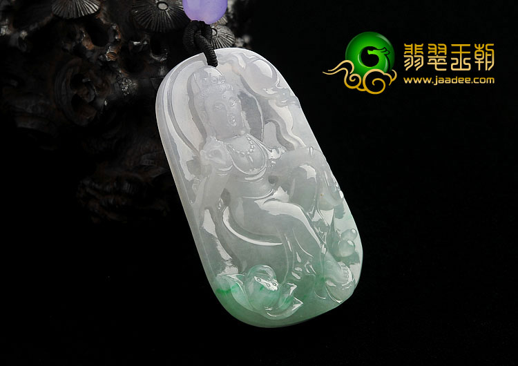 冰种飘翠缅甸翡翠A货观音挂件