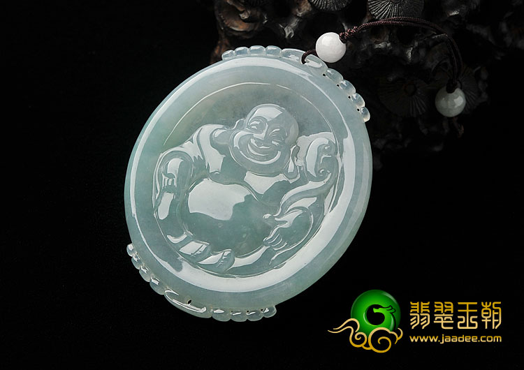 糯冰种晴水缅甸翡翠A货纳福挂件