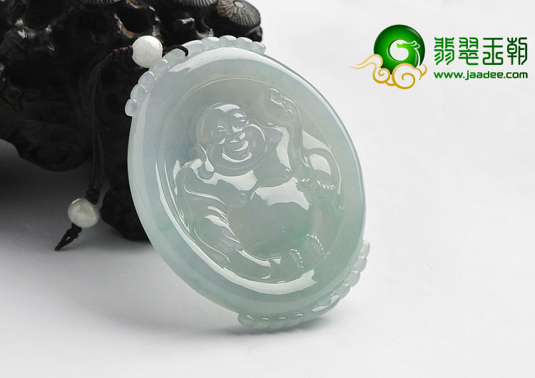 糯冰种晴水缅甸翡翠A货纳福挂件