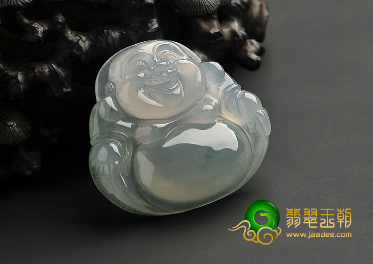 冰种略飘花缅甸翡翠A货玉佛挂件