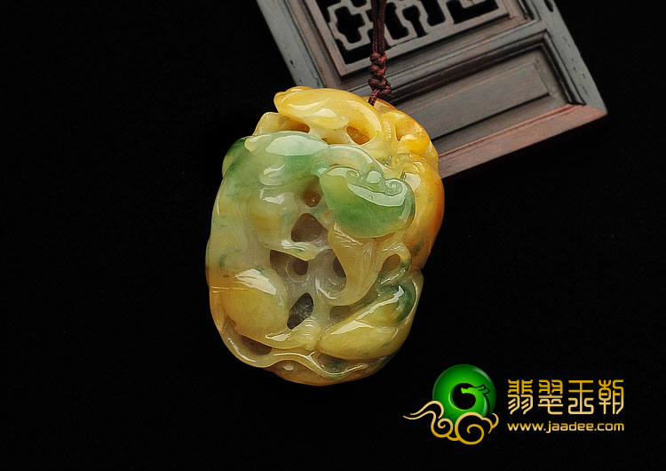 糯冰种黄加绿缅甸翡翠A货玉鼠运财挂件