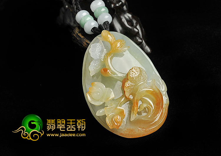 冰种红黄翡缅甸翡翠A货蝶恋花挂件