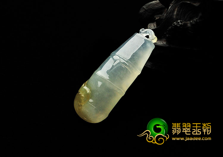 冰种飘黄翡缅甸翡翠A货节节高挂件