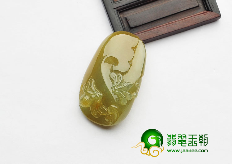 糯冰种褐黄翡缅甸翡翠A货甜甜蜜蜜挂件