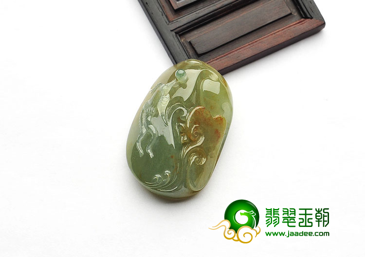糯冰种晴水褐黄翡缅甸翡翠A货吉祥如意挂件
