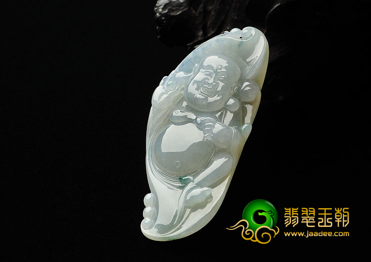 冰种略飘花缅甸翡翠A货玉佛挂件