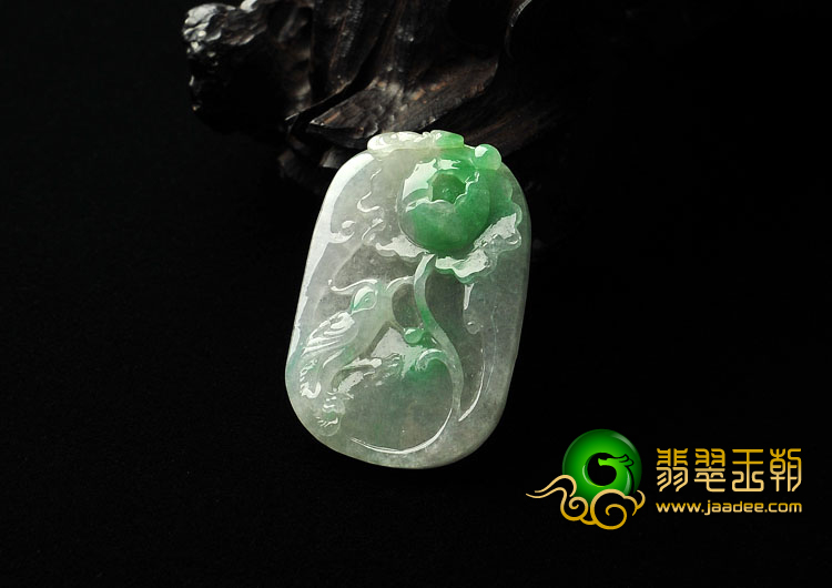 冰种翠色缅甸翡翠A货鸟语花香挂件