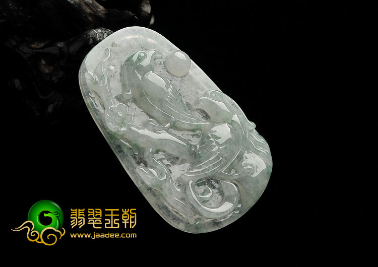 冰种飘花缅甸翡翠A货喜上眉梢挂件