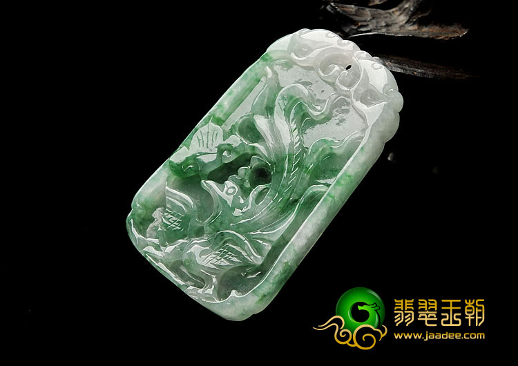 糯冰种飘翠缅甸翡翠A货凤牌挂件