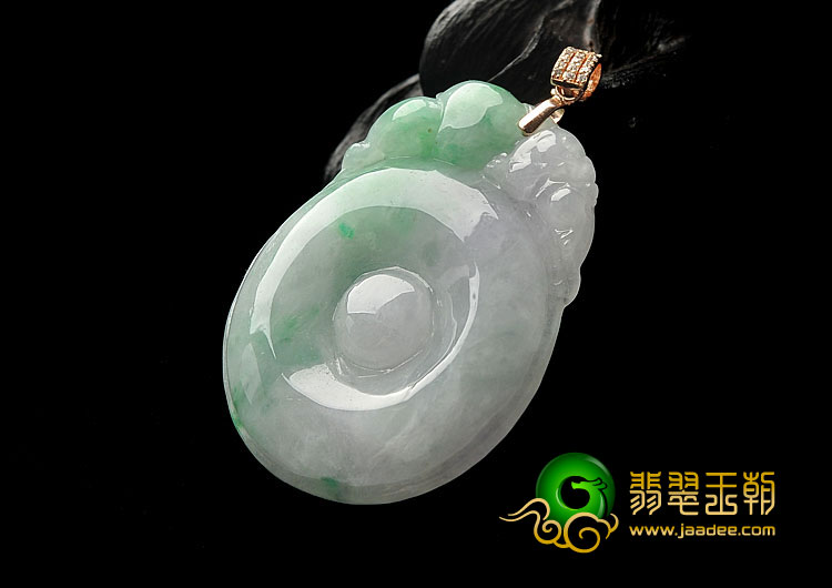 糯冰种春带彩缅甸翡翠A货福在眼前挂件