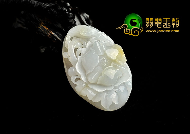 糯冰种略带黄翡缅甸翡翠A货鸟语花香挂件