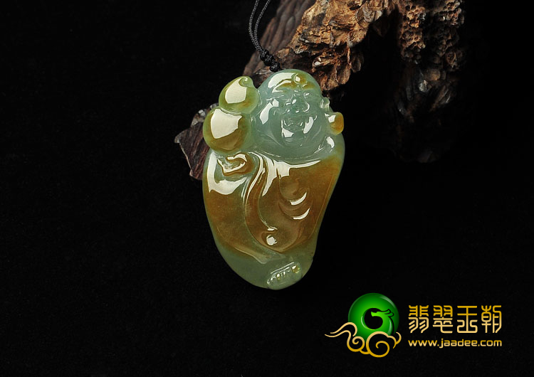 冰种褐黄翡晴水缅甸翡翠A货玉佛挂件