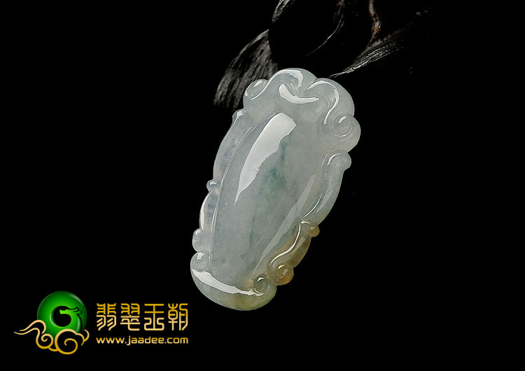 冰种飘花略带黄翡缅甸翡翠A货平平安安挂件