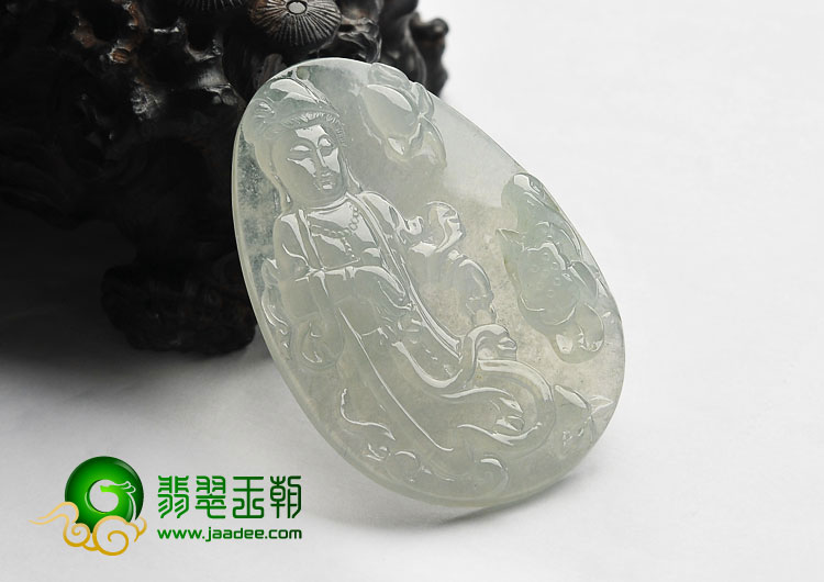 冰种晴水缅甸翡翠A货观音挂件