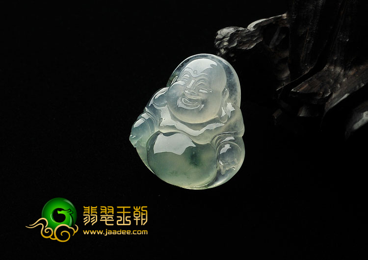 冰种飘花缅甸翡翠A货玉佛挂件