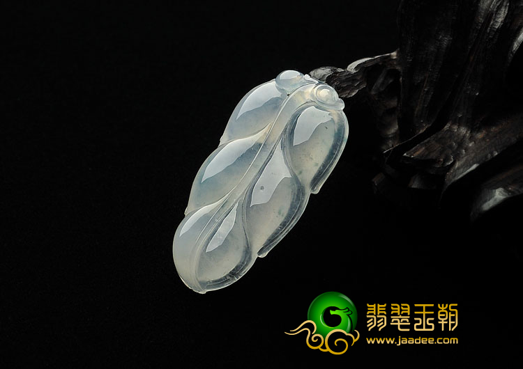 冰种飘花缅甸翡翠A货叶子挂件