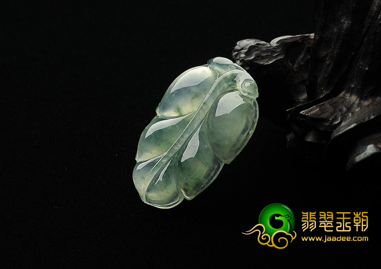 冰种飘花缅甸翡翠A货叶子挂件