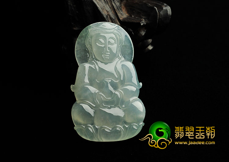 冰种晴水缅甸翡翠A货观音挂件
