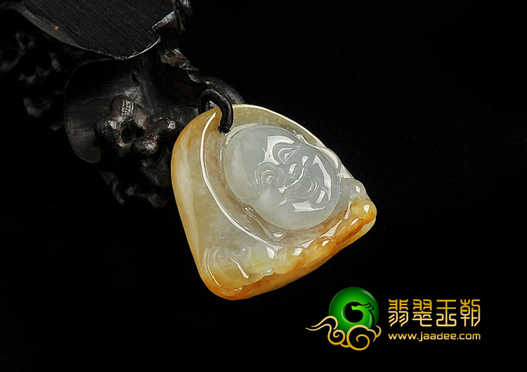 冰种褐黄翡缅甸翡翠A货佛头挂件