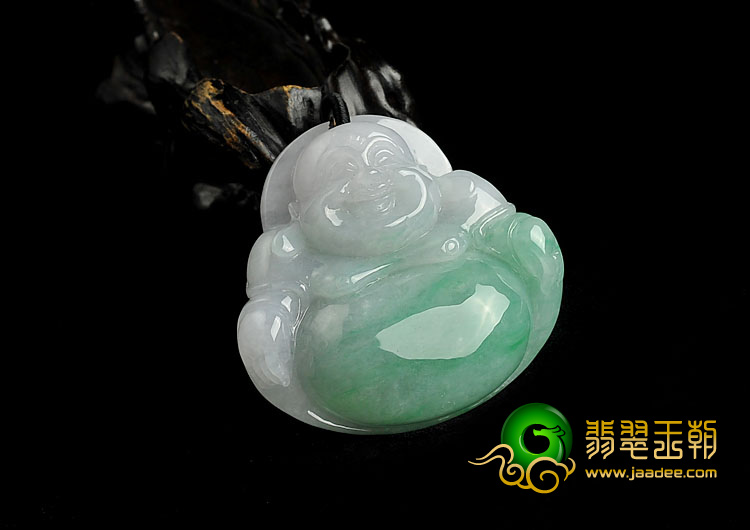 糯冰种飘翠缅甸翡翠A货玉佛挂件