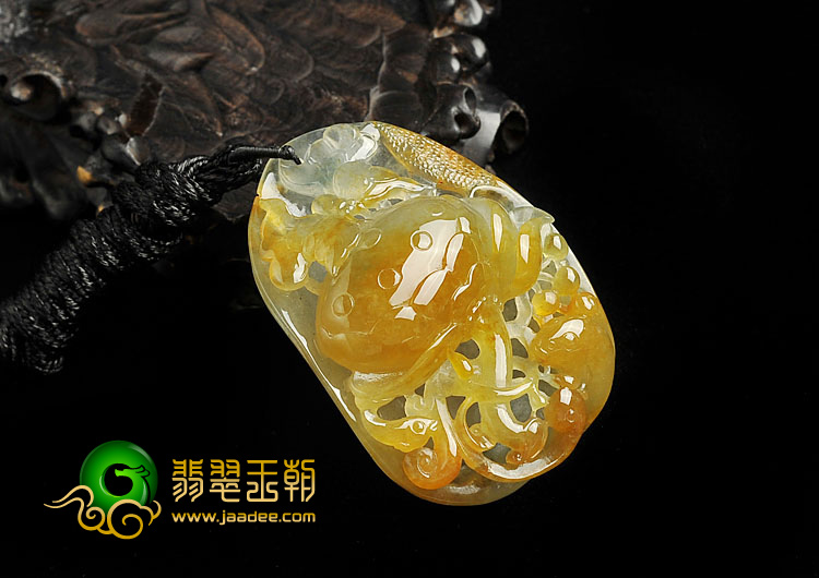冰种褐黄翡飘花缅甸翡翠A货连生贵子挂件