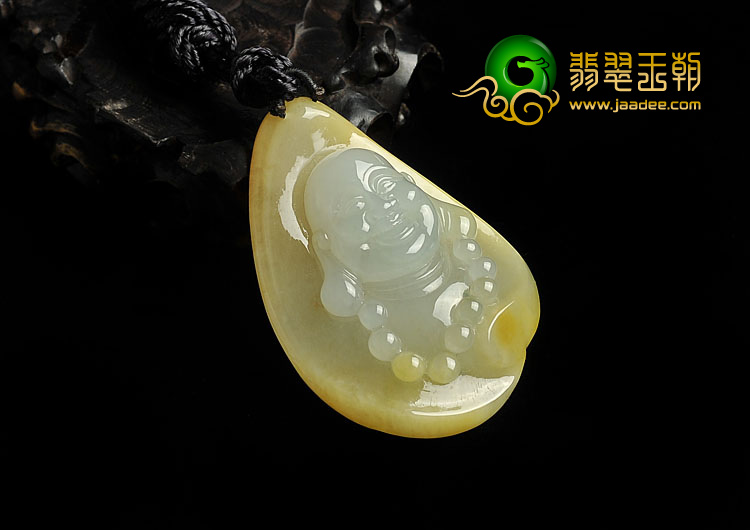 糯冰种黄翡缅甸翡翠A货玉佛挂件