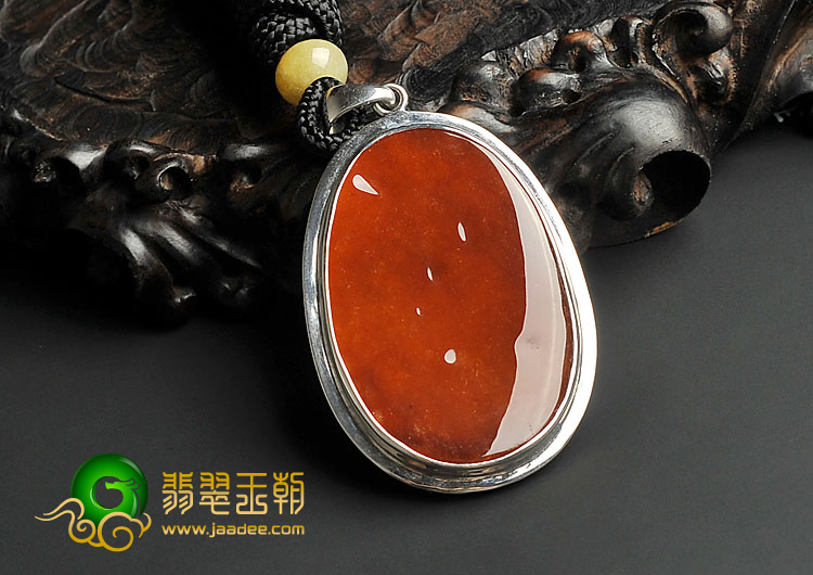 糯冰种红黄翡缅甸翡翠A货镶银胸坠