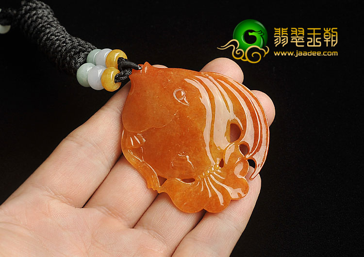 糯冰种红黄翡缅甸翡翠A货鱼挂件