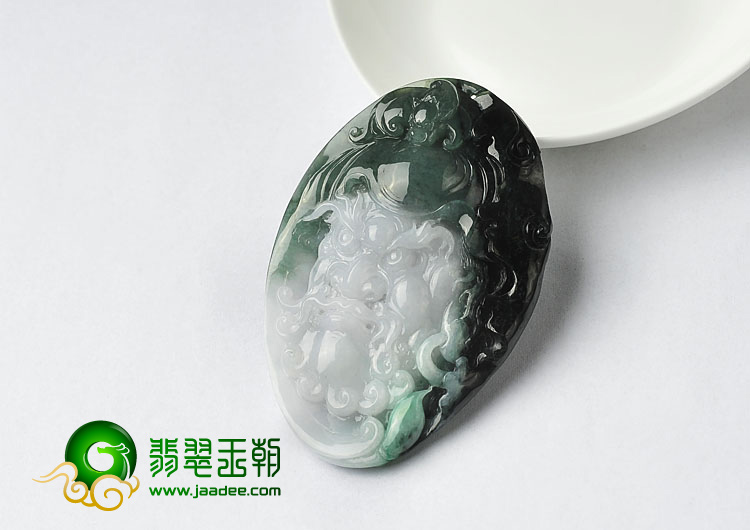 糯冰种三彩缅甸翡翠A货福寿双全挂件