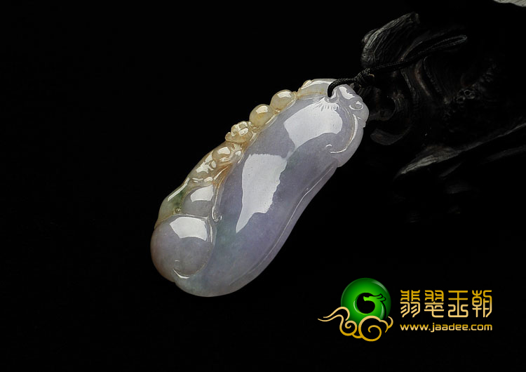 糯冰种紫罗兰带黄翡缅甸翡翠A货福瓜挂件