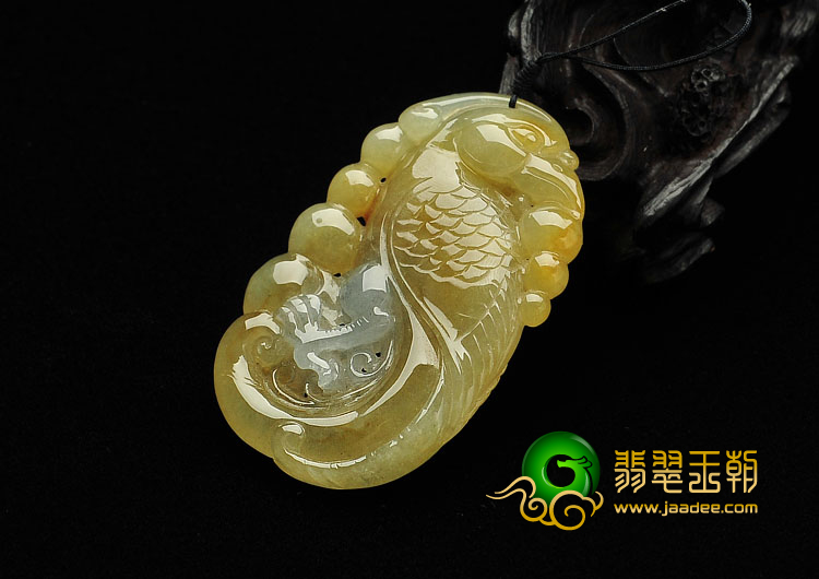 (超值推荐)糯冰种黄翡缅甸翡翠A货凤回头挂件
