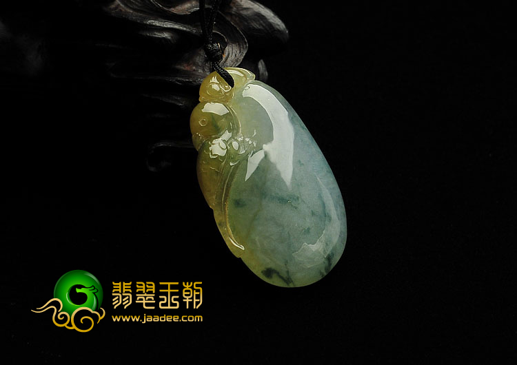 糯冰种黄翡飘花缅甸翡翠A货福瓜挂件