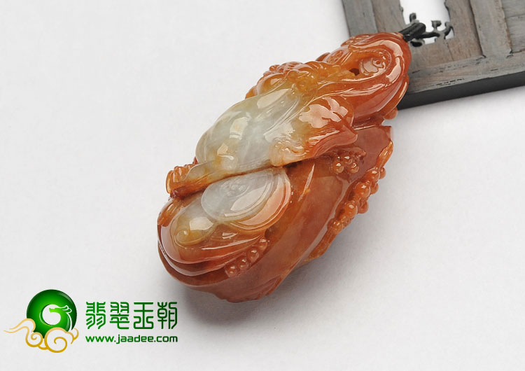 糯冰种红黄翡缅甸翡翠A货事事如意挂件