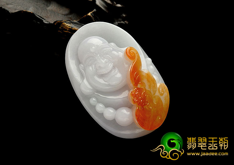 (超值推荐)糯冰种红黄翡缅甸翡翠A货纳福挂件