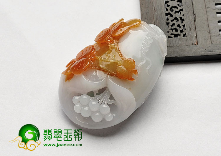 糯冰种红黄翡缅甸翡翠A货玉兰花挂件