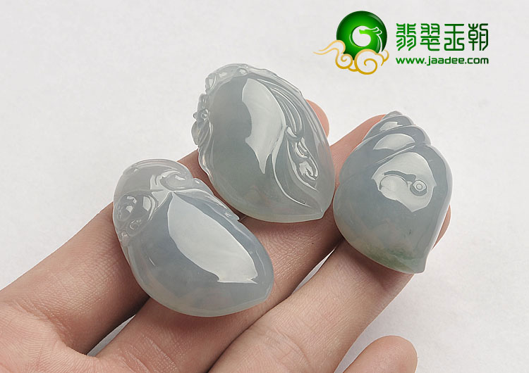 冰种晴水缅甸翡翠A货寿桃挂件（单价）