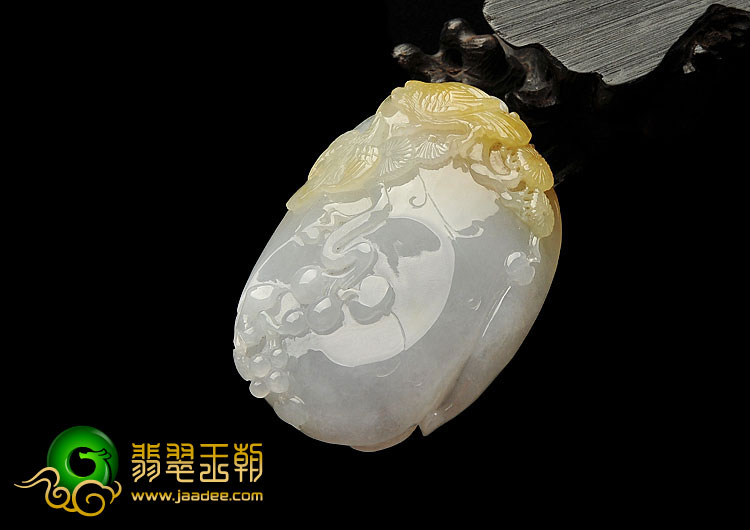 糯冰种黄翡缅甸翡翠A货喜上枝头挂件