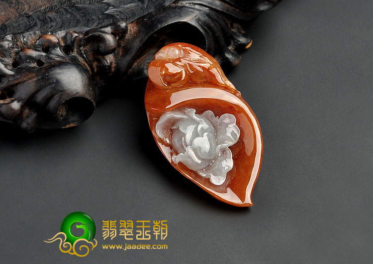 糯冰种红黄翡缅甸翡翠A货鹦鹉挂件