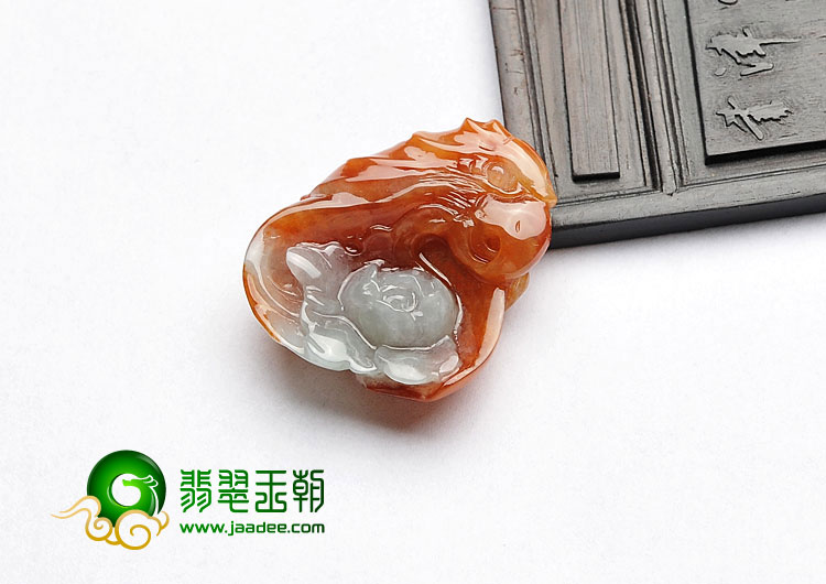 糯冰种红黄翡缅甸翡翠A货鹦鹉挂件