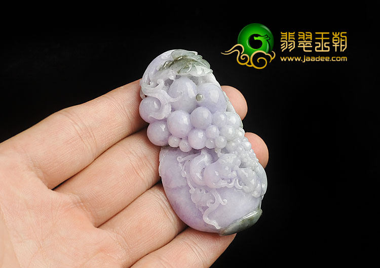 糯冰种紫罗兰飘花缅甸翡翠A货多子多福挂件