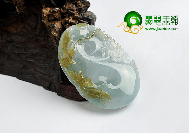 冰种晴水褐黄翡缅甸翡翠A货双宿双飞挂件