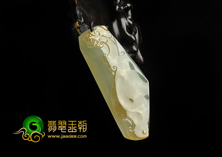 冰种褐黄翡缅甸翡翠A货龙行如意挂件
