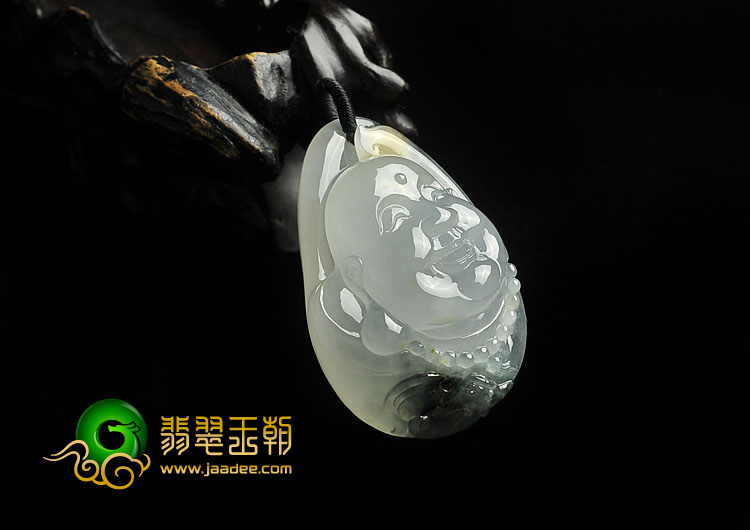 冰种飘花缅甸翡翠A货佛头挂件