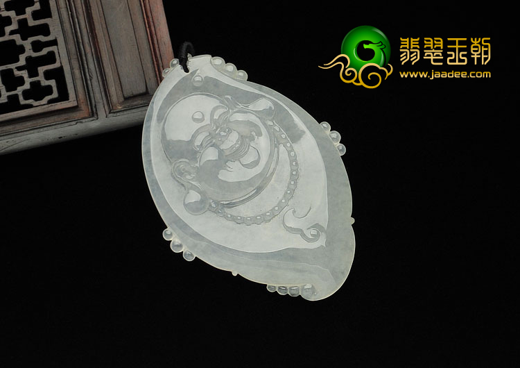 冰种淡晴水缅甸翡翠A货佛头挂件