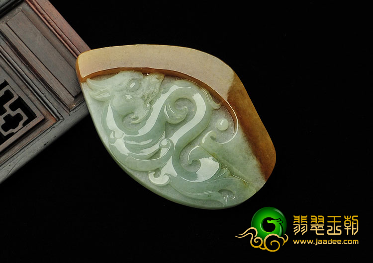 糯冰种晴水褐黄翡缅甸翡翠A货仿古龙挂件