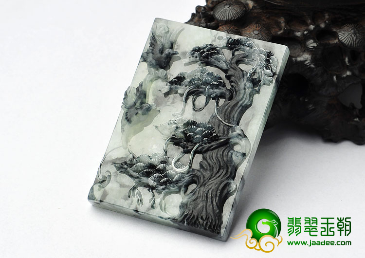 糯冰种飘花缅甸翡翠A货喜上眉梢挂件