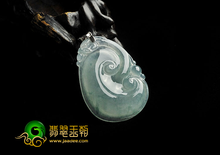 冰种飘花缅甸翡翠A货如意挂件
