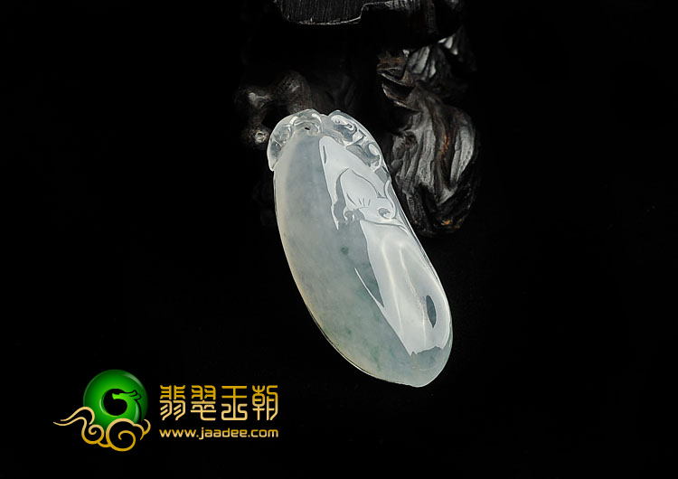 冰种飘花缅甸翡翠A货福瓜挂件