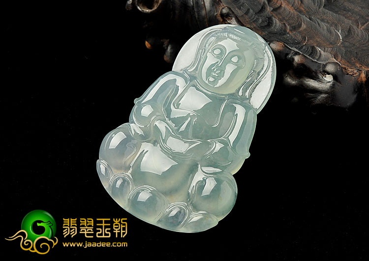 冰种晴水缅甸翡翠A货观音挂件