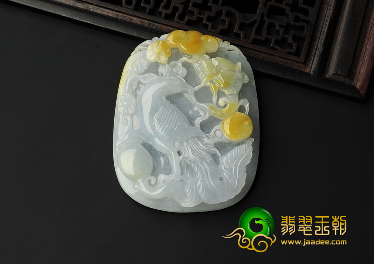 糯冰种晴水黄翡缅甸翡翠A货龙凤呈祥挂件